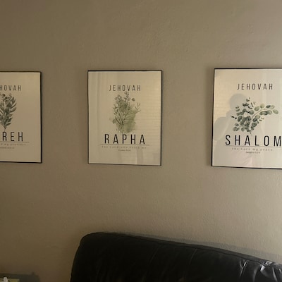 Names of God Set of 6 Christian Art Prints, Jehova Jireh Rapha Shalom ...