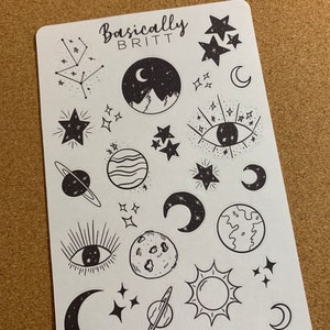 Galaxy Stickersheet Bullet Journal Universe Stickers Cute - Etsy