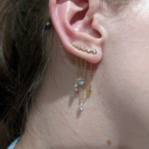 Polytree Earrings Star Rhinestone Inlaid Chain Tassel Climber Ear Stud for Womens Girls Charm Accessories Polytree Earrings Star Rhinestone Inlaid Chain Tassel Climber Ear Stud for Womens Girls Charm Accessories