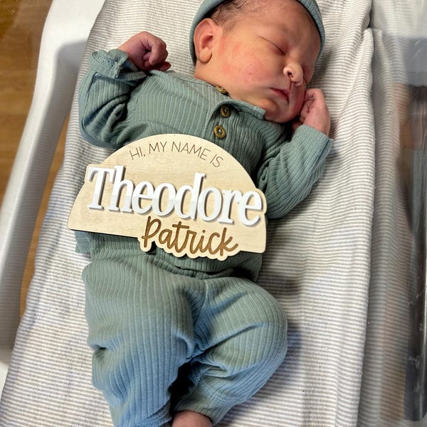 Personalized Baby Birth Announcement Sign | Hi My Name is Sign | Custom ...