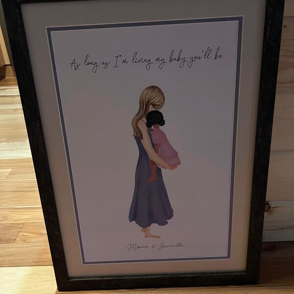 Personalized Framed Wall Art for Mother With Daughter, Mom and Baby ...