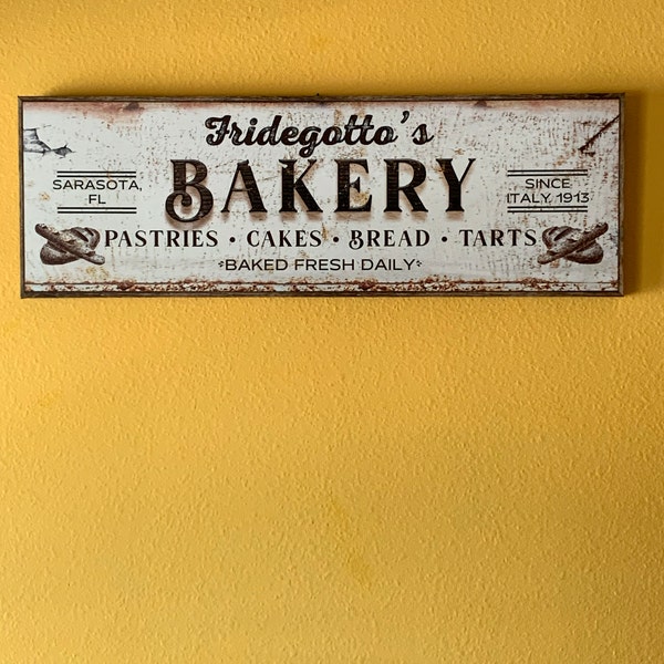 Personalized Bakery Sign | Baked Fresh Daily Kitchen Wall Decor ...