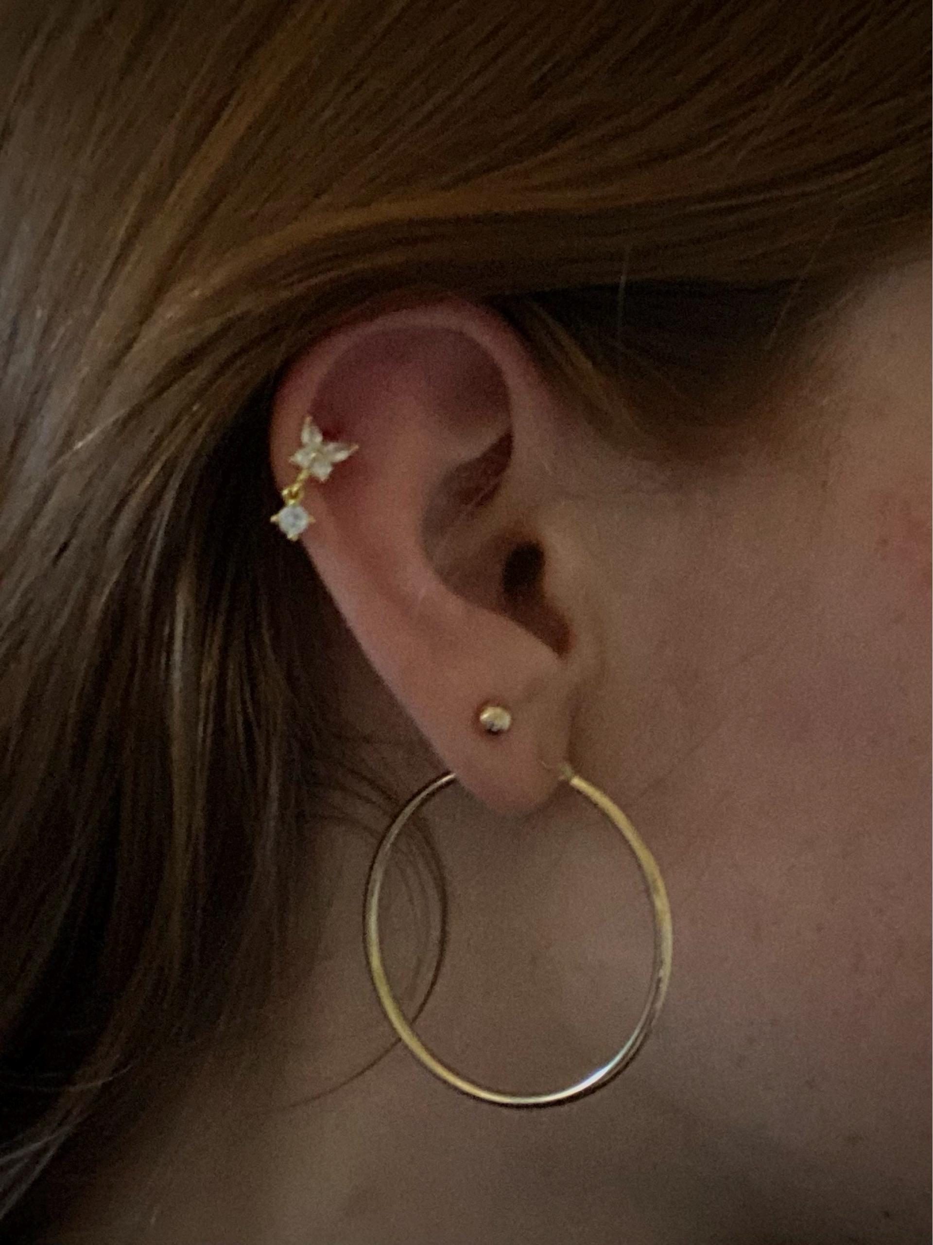 Butterfly hoop earrings - Cartilage hoop earrings - Cz dangle charm hoops - Cz earrings - Minimalist earrings - Tiny Hoop Earrings -