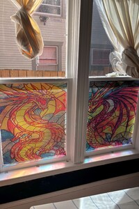 Vintage Floral Stained Glass Window Film - Privacy Decorative, Reusable, Eco-Friendly, Non-Adhesive Static Cling with Free Custom Size