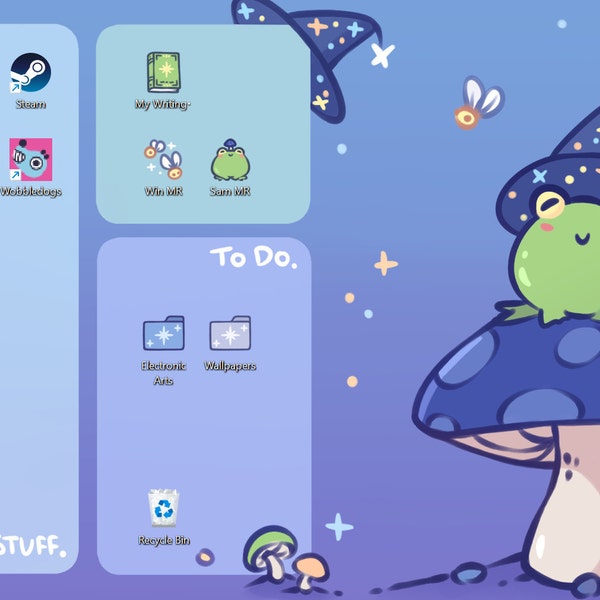 Wizard Frog Computer Desktop Theme Background Wallpaper Organizer Set ...