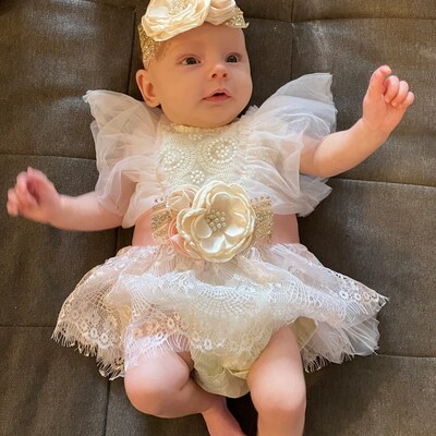 Baby Marron Short Puff Sleeve Tutu Dress Romper (3-23m) - 2 Colors