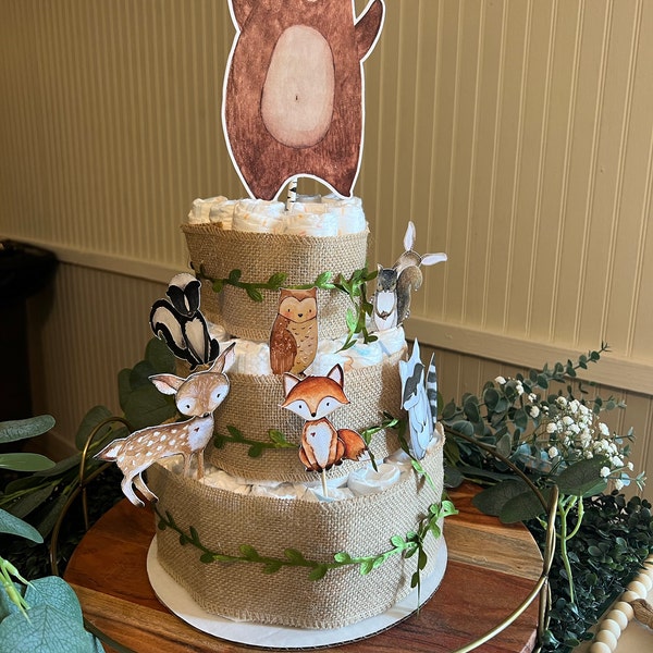 Woodland Diaper Cake Kit Woodland Baby Shower Diaper Cake Decoration Iap 600x600.5032520770 312zygjn