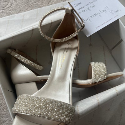 Block Heels for Bride, Wedding Heels Ivory Shoes for Bride, Block Heel ...