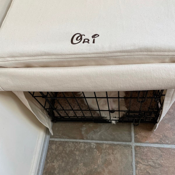 Image showcasing Washable Dog Crate Cover in Natural - Etsy