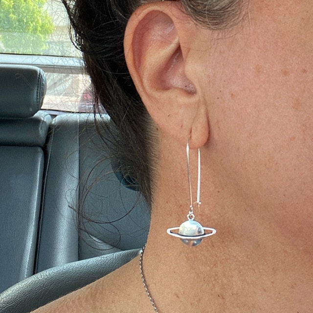 Saturn Earrings, Planet Dangle Earrings, Scifi Jewelry