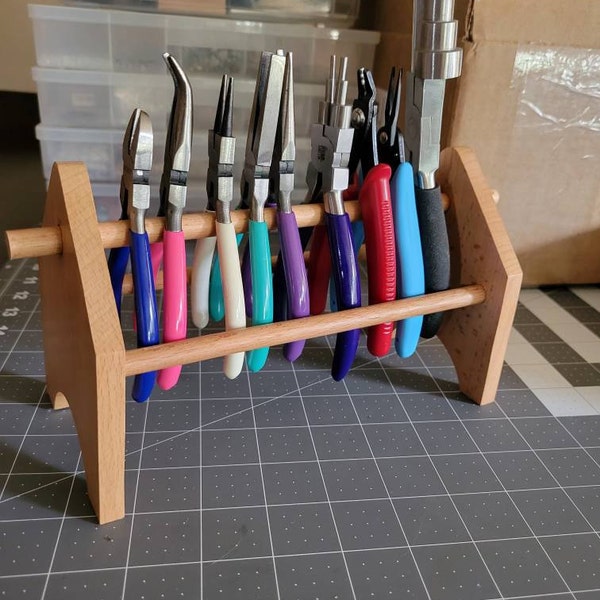Wooden Rack for Pliers Cutters Storage Jewelry Making Bench Tool ...