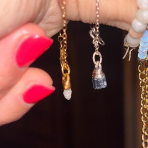 Customer photo from Marta, Raw Birthstone Bracelet, Dainty Gold Bangle or Chain
