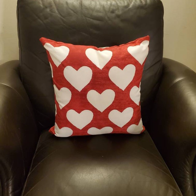 Valentine's Day 'Love' Pillow Cover - Red Linen Burlap Cushion Case 12x20 Inches