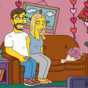SIMPSONS PORTRAIT on the Couch, Simpsons Family Portrait, Simpson Couple  Portrait, Cartoon Portrait, Simpsons Couch, Turn Photo Into Simpson -   Ireland