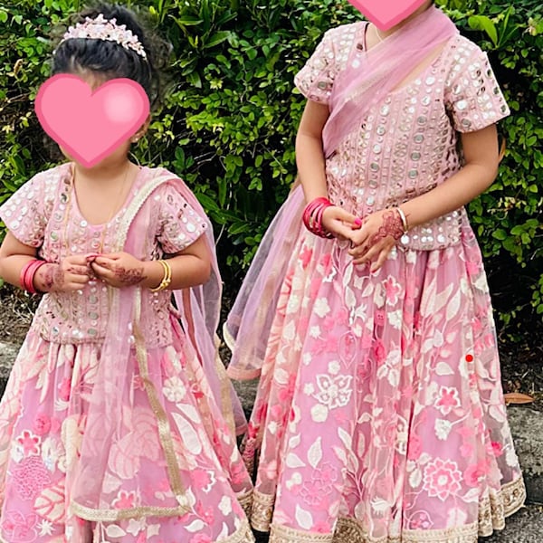 Baby Pink Chinon Silk Lehenga Set