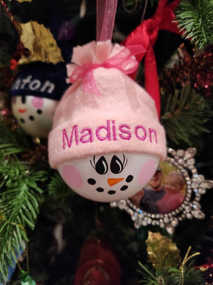 Personalized Snowman Holiday Ornaments -  Hand-painted