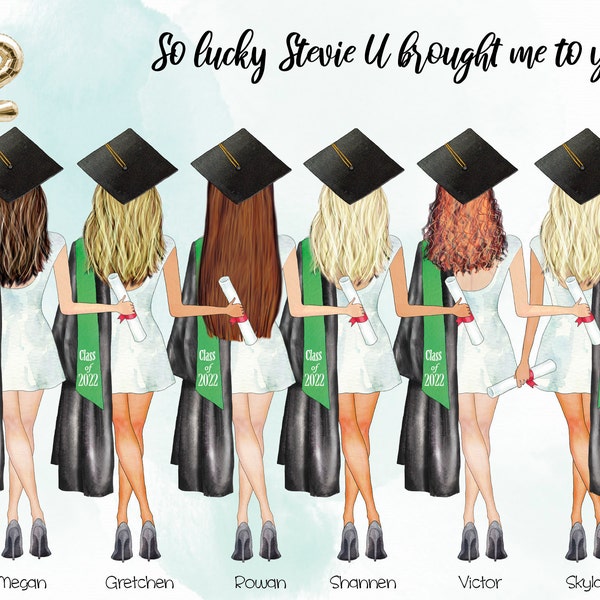 Best Friends Print, Graduation Gift, University Print, 3 Friends ...