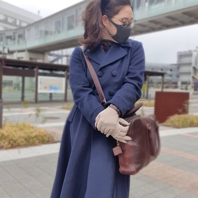 Women's Double Breasted Long Wool Coat, Vintage Inspired