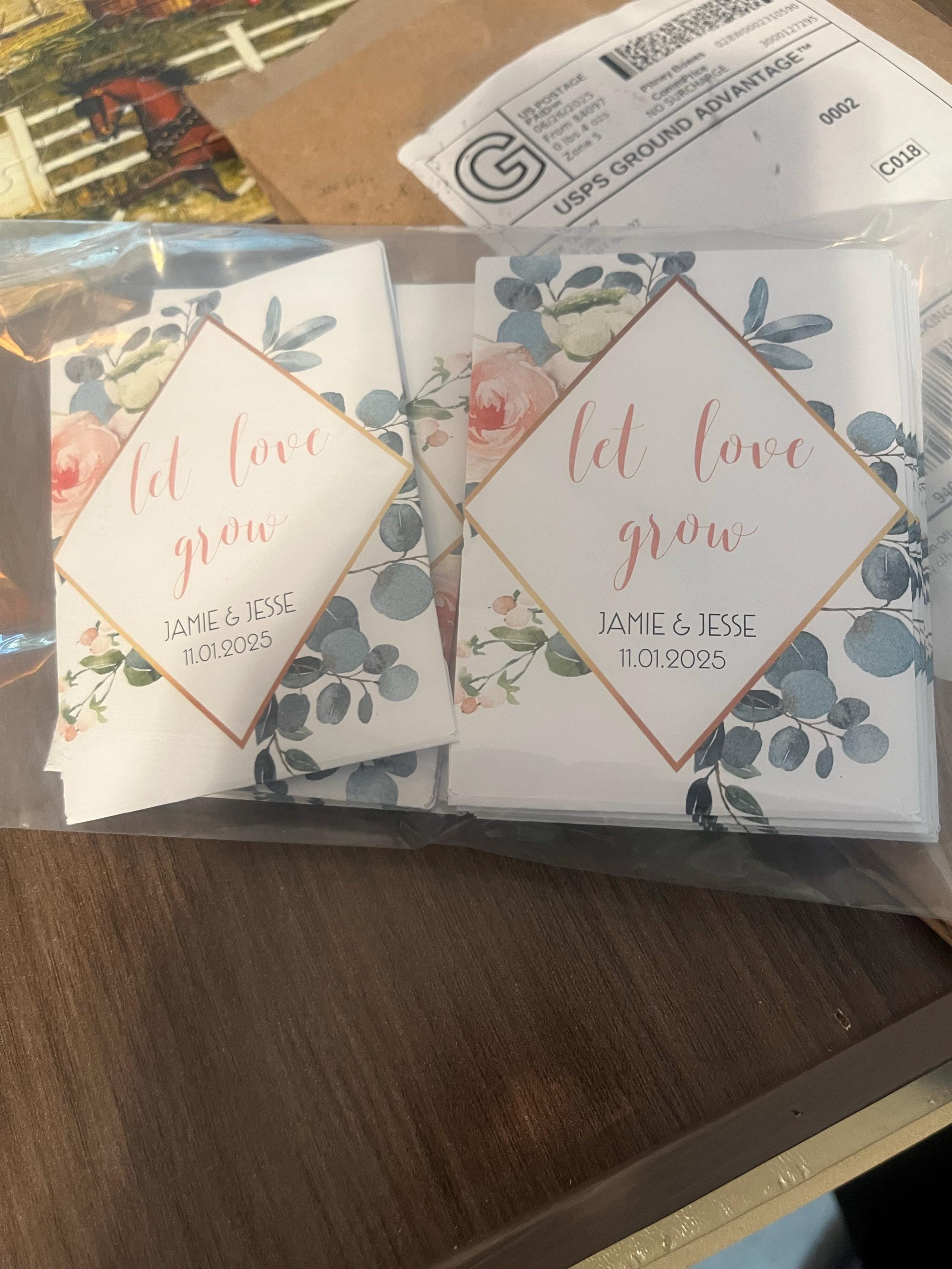 Let Love Grow- Custom Seed Wedding Favors Personalized SEALED with SEEDS INCLUDED, Wedding Favors, Elegant Wedding Favors, Florals, Favors