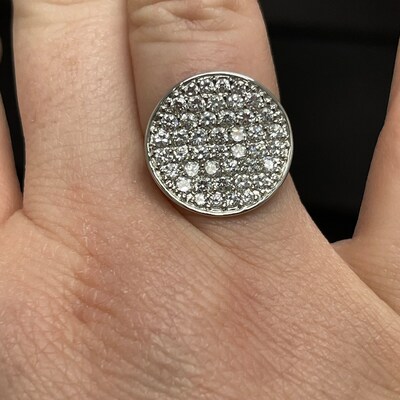 Clear CZ Belt Buckle Ring - .925 Sterling Silver Micro Pave Band, Sizes 5-10 - View #7