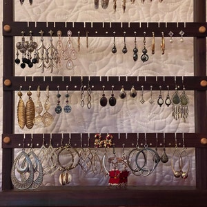 Jewelry Organizer Peruvian Walnut Earring Holder, Wall Mount