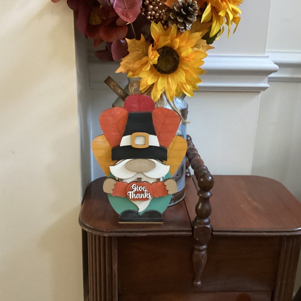 Thanksgiving Gnome, Pilgrim Gnome, Shelf Sitter Gnome, Fall Decor ...