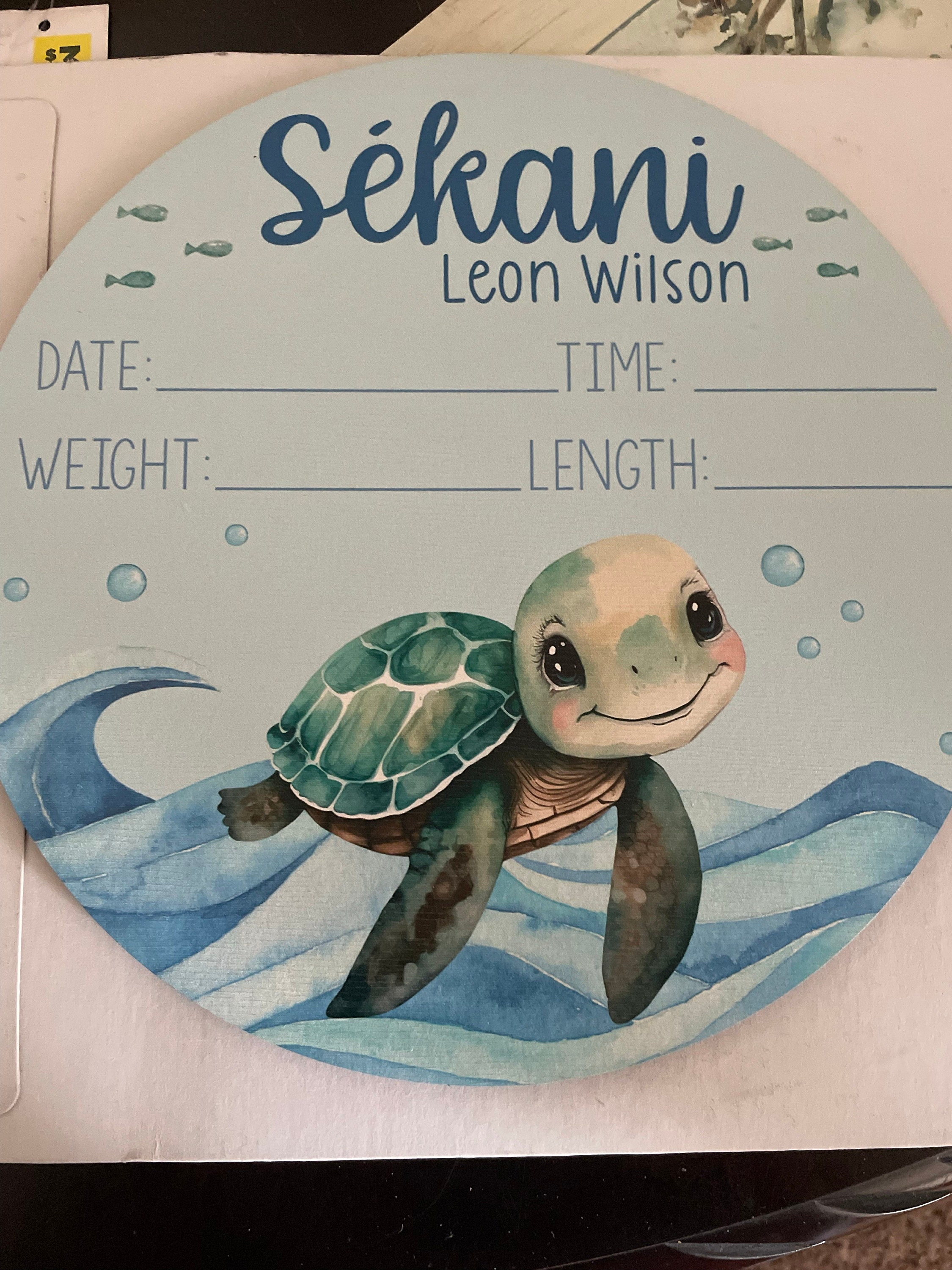 Turtle Birth Stat Sign, Ocean Birth Stat Sign, Round Wood Birth Stat Sign, Sea Turtle Sign, Personalized Birth Stat Sign, Newborn Gift O33