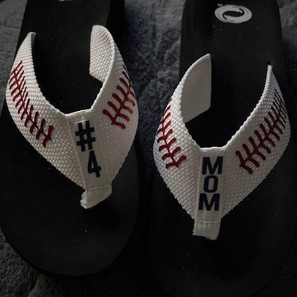 Personalized Baseball Flip Flops, Custom Sandals With Stitches ...