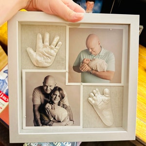 Kit Impronte Mani E Piedi Bambino | Regalo Neonato | Cornice Ricordo In Legno - Foto 3