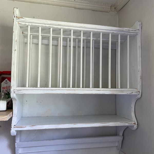 Primative Towel Racks Farmhouse Plate Rack With Primitive Towel Rung, Hanging Plate Rack ...