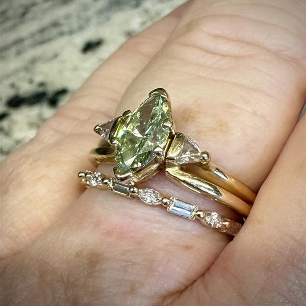 Alternating Diamond Eternity Band, 0.64 TW Marquise and Baguette Cut ...