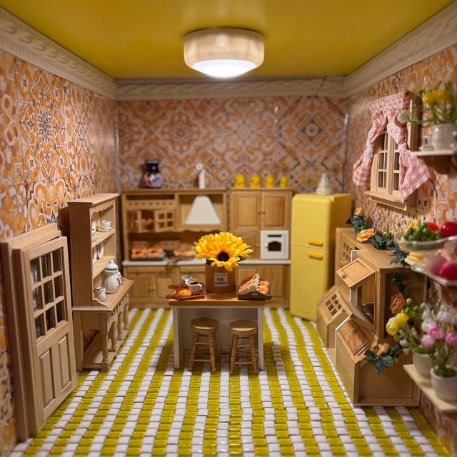 1:12 Scale Dollhouse 3PC Miniature Wooden Kitchen Island Table