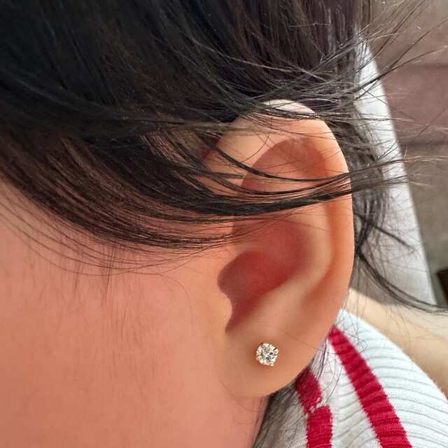 Diamond Earrings for Baby, Diamond Stud Baby Earrings, 14K Genuine