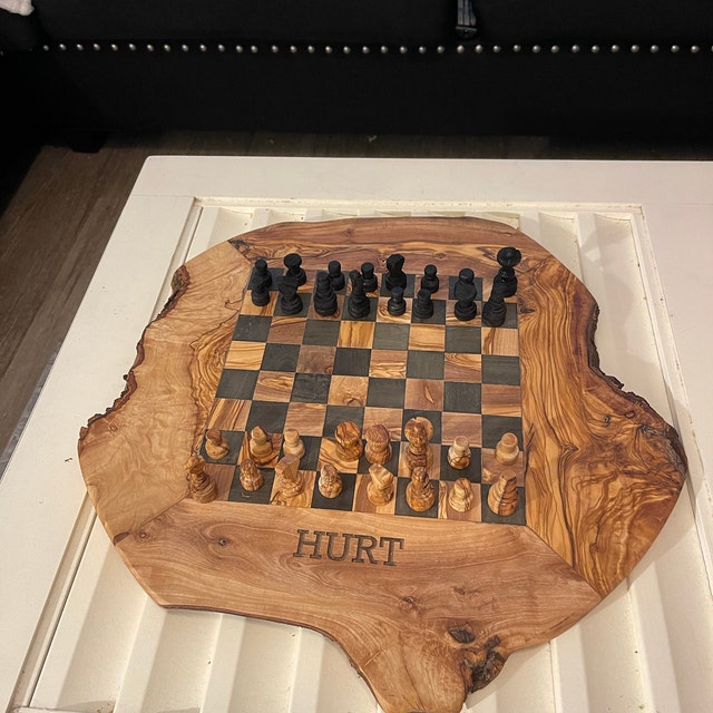 Custom Natural edge Olive Wood Chess Board by TunisiaBazaar on DeviantArt