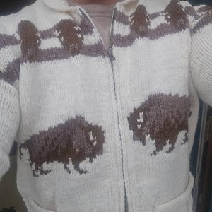 Custom Cowichan Sweater, Mary Maxim Buffalo Handmade Cardigan