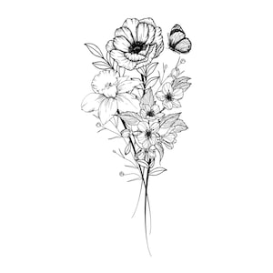 Memorial Tattoo Design Cross Tattoo With Your Loved Ones Birth Flower ...