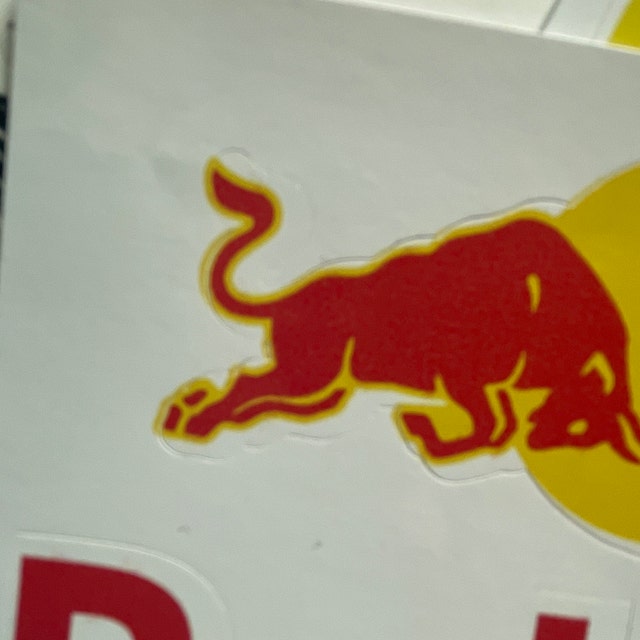 Red Bull (15CM Large Set) Stickers x6 With White Background Main Logo,  Motor Bike, Car, Skate, Helme