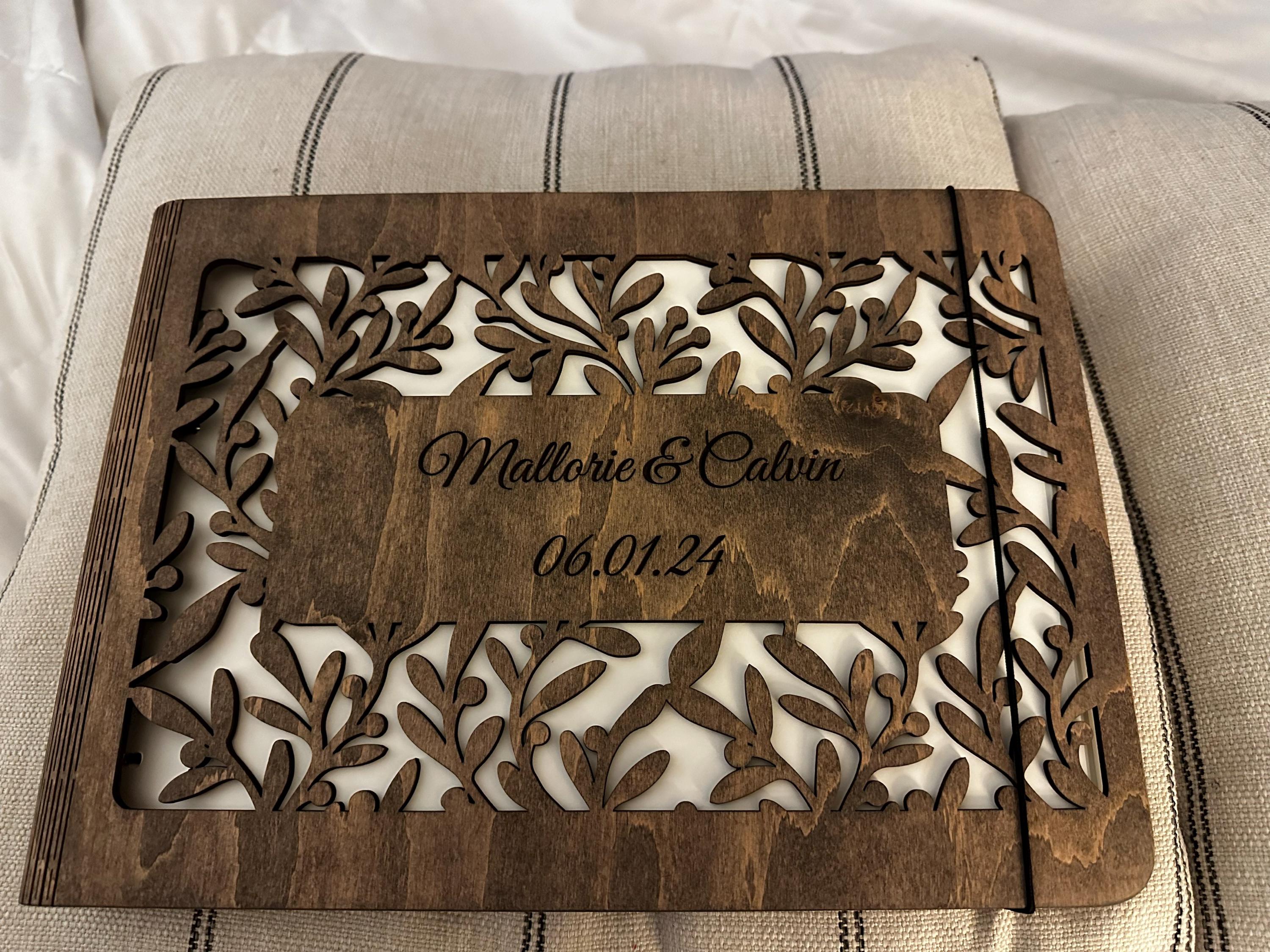 Personalized Gift, Wooden Photo Album Engraved, Scrapbook Album for Her, Custom Family Photo Album Honeymoon, Christmas Gift for Couple