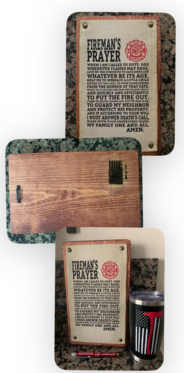 Fire hose Sign with the fireman's prayer. Great sign for firefighter or fireman, fireman gift, firefighter gift, firefighter decor.