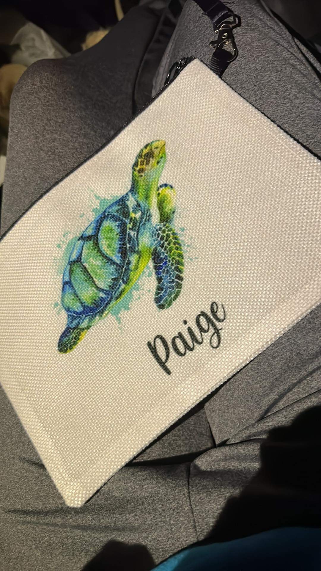 Sea Turtle Cosmetic Bag, Personalized Sea Turtle Makeup Bag, Sea Turtle Makeup Organizer, Toiletry Bag, Zipper Pouch, Sea Turtle Gift