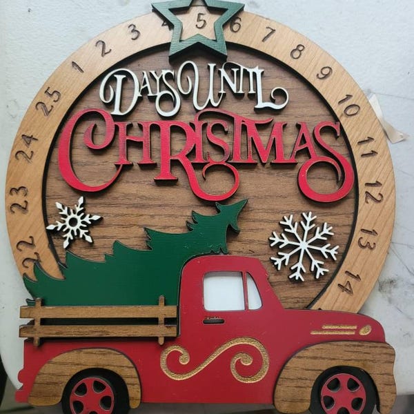 Days Until Christmas Countdown SVG Laser Cut Files: Tree Truck SVG ...
