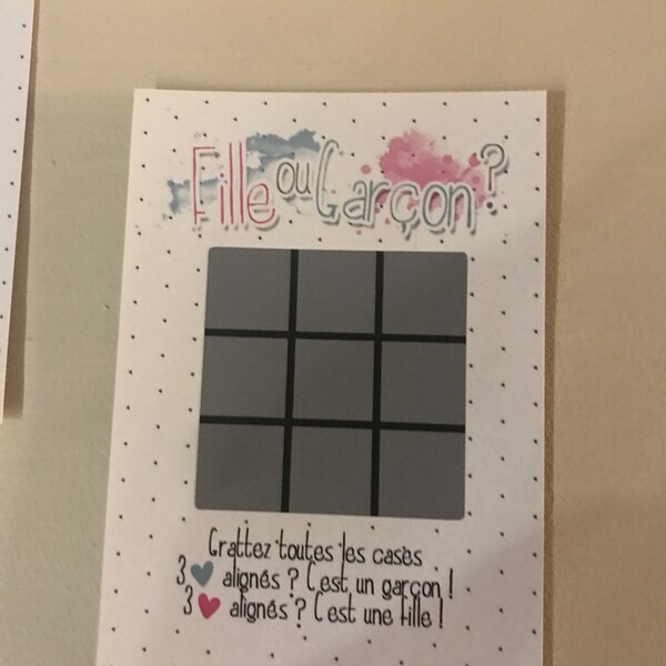 Carte à Gratter Annonce Sexe Bébé - Jeu Morpion Fille Ou Garçon - Révélation Originale - Cadeau Grossesse