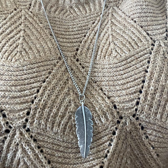 アクセサリー vintage feather necklace Tiny Feather Necklace, Sterling Silver Feather Pendant