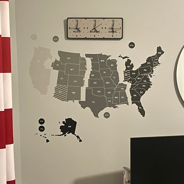 United States Time Zone Map Wall Decal – Multicolor Vinyl Art - Etsy