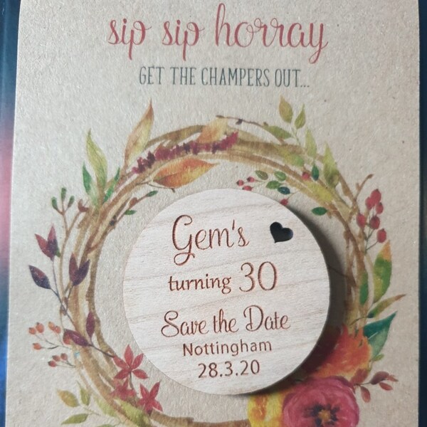 Save the Date Round Magnet With Cards, Autumn Fall Wedding Kraft Save ...