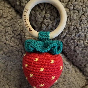 Strawberry Crochet Rattle, Cute Amigurumi Fruit, Baby Box Strawberry ...