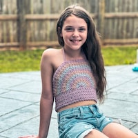 Rainbow Halter Crochet Pattern, Rainbow Kids Crop Top Pattern, Babies ...