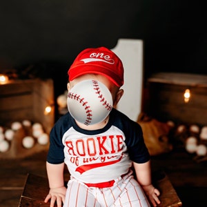 Baseball Cake smash outfit boy, Cake Smash Birthday outfit, Red Pinstripes, Baseball uniform, Baseball Pants Cap and tshirt