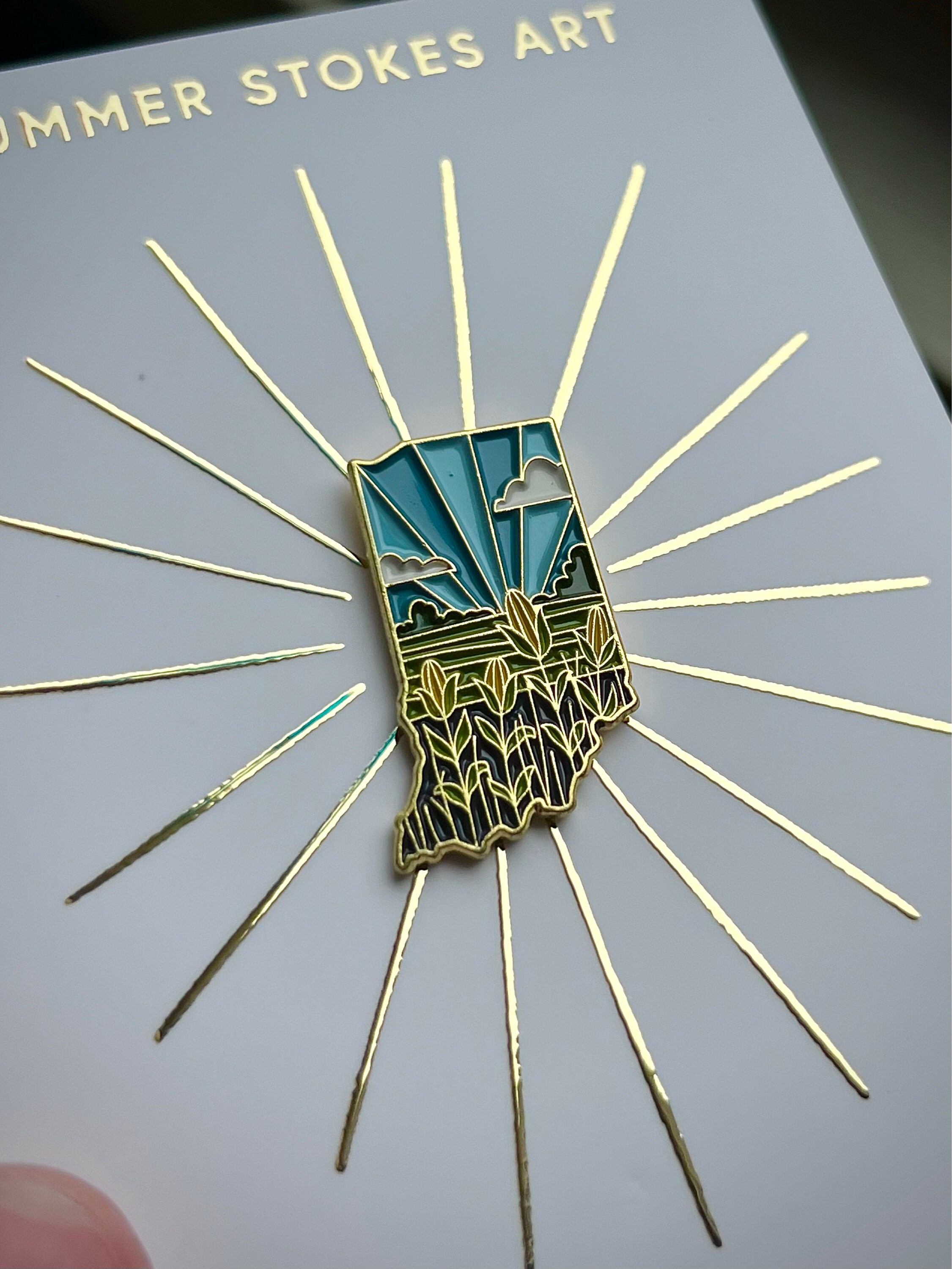 Indiana Enamel Pin | Gold Soft Enamel Pin | Illustrated United States Pin | Butterfly Clasp | 1.25&quot;