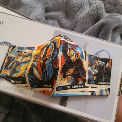 Star Wars Mandalorian Face Mask - 100% Cotton, Washable, Adult Unisex, Made In USA